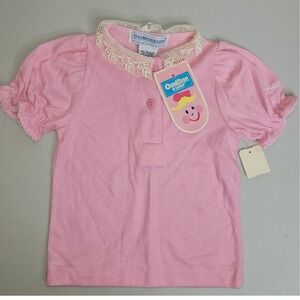 Vintage Baby Girls OshKosh B'gosh Pink Top w/ Lace Collar  NWT